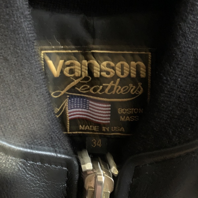 VANSON（バンソン）のバックドロップ別注、レザージャケット、9TJV クロスボーン