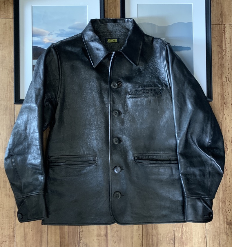 DAPPER'S(ダッパーズ) #1437 Classical Leather Car Coat Jacket 黒 馬革