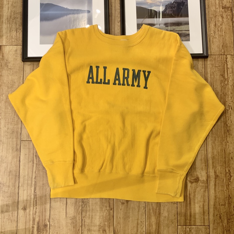 Champion（チャンピオン）70s リバースウィーブ 青単タグ ALL ARMY ラバープリント