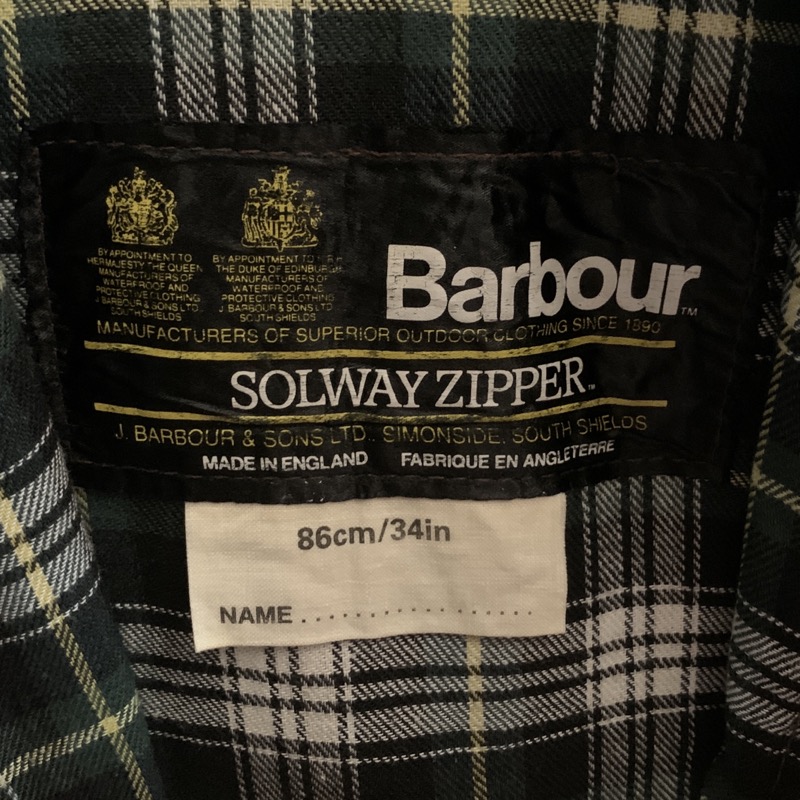 BARBOUR（バブアー）80s ソルウェイジッパー 2ワラント