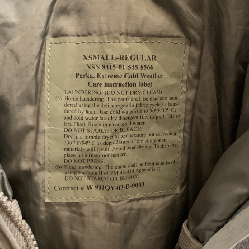 米軍実物 8415-01-538-6278 SPE1C1-19-D-1155 TENNIER ECWCS