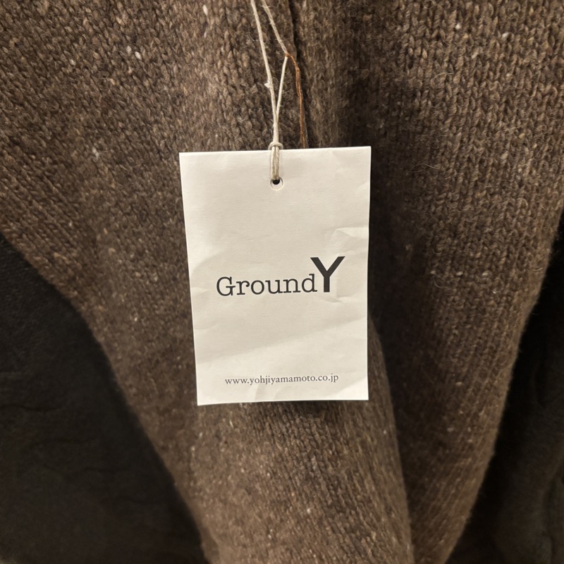 Yohji Yamamoto( ヨウジヤマモト) GroundY fine merino wool cable switch unbalance hoodie ニットフーディ GL-K04-860