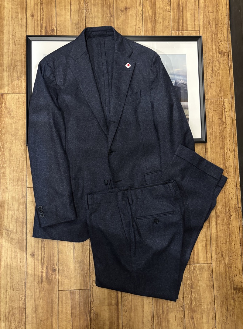 LARDINI(ラルディーニ) 3B段返り ウール×ポリウレタン ピンチェック スーツ