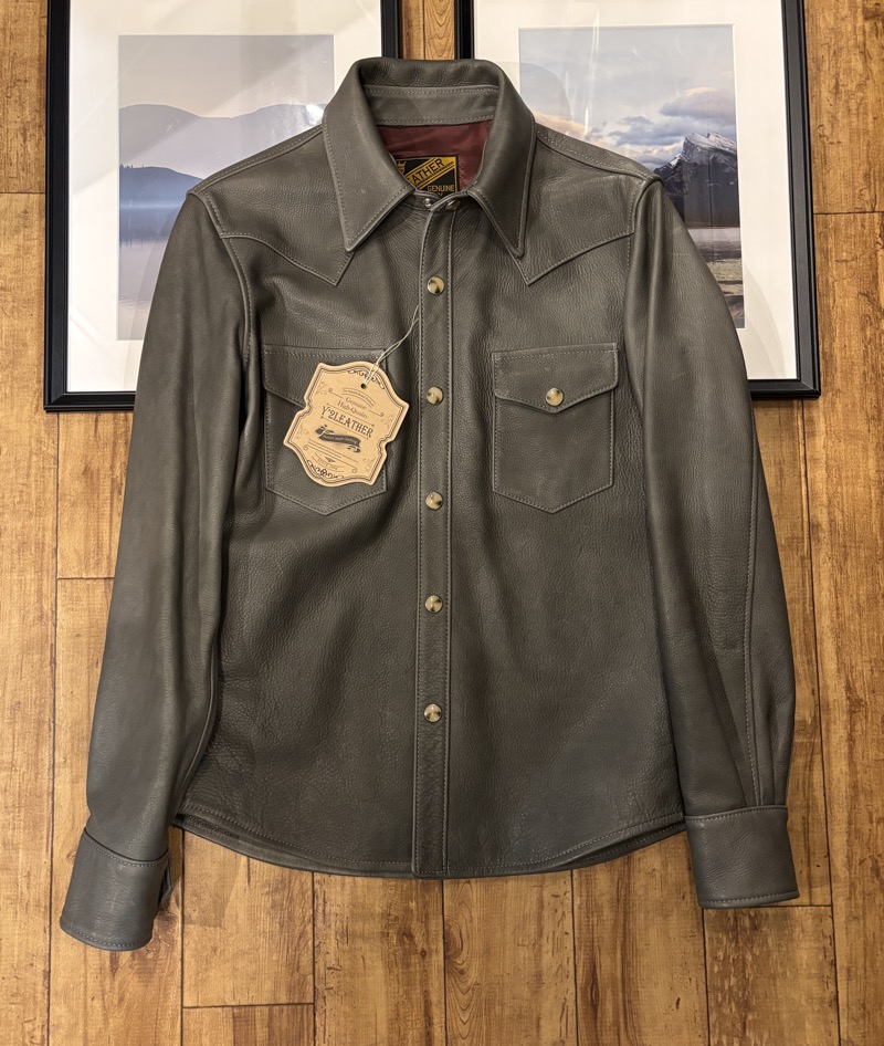 Y’2 LEATHER(ワイツーレザー) SS-13 STEER OIL WESTERN SHIRT レザー ウエスタンシャツ