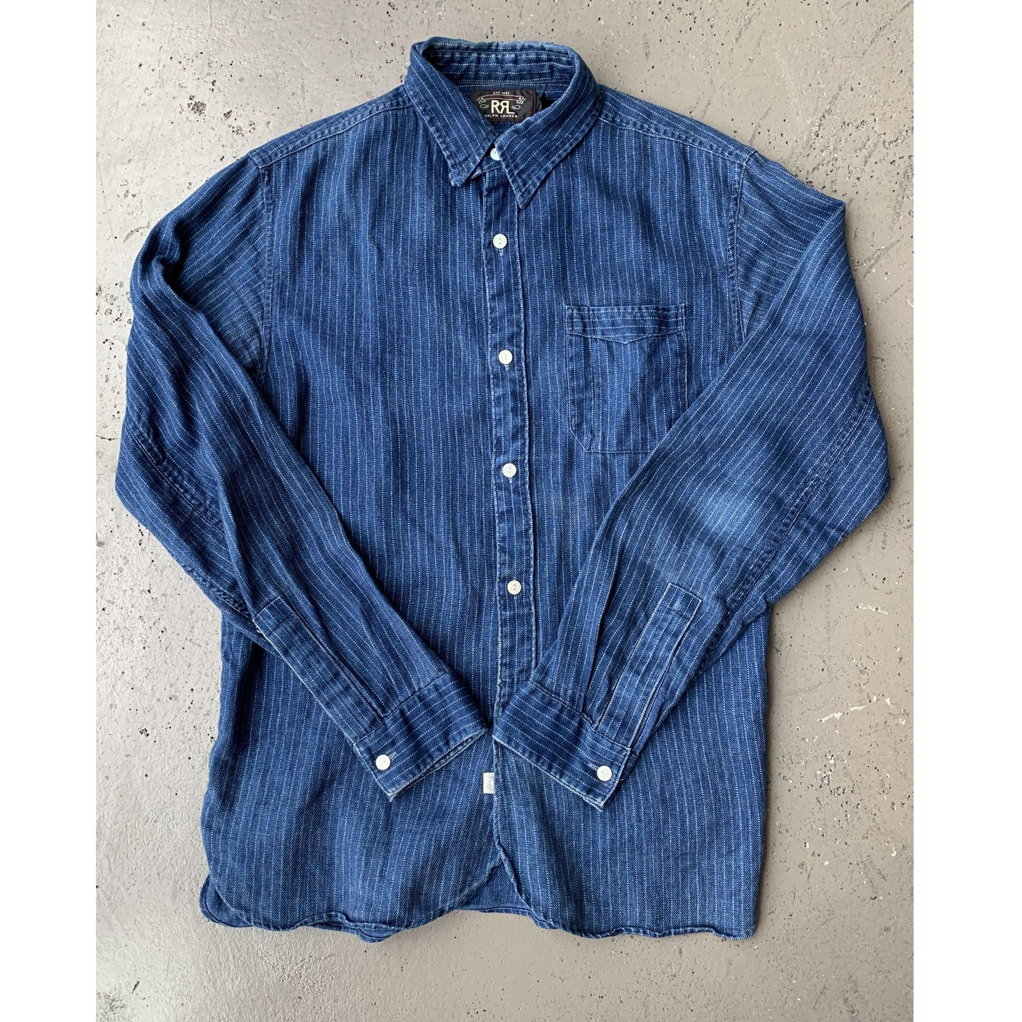 希少】RRL STRIPE SHIRT ストライプシャツ チンストラップ